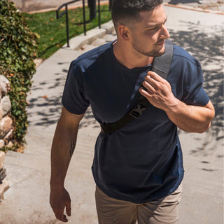 Man wearing the Outset T-Shirt