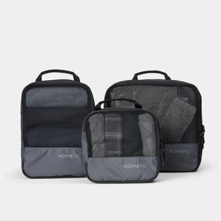 nomatic.mompression Packing Cubes in gray, set of three shown together