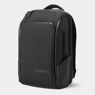 NOMATIC Travel Pack in black, angled front view